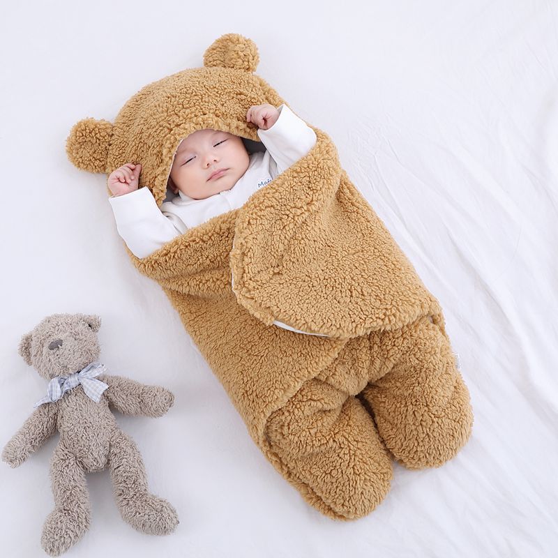 Cozy Bear Swaddle Sleeping Bag, soft cotton infant sleep sack for baby safety and warmth