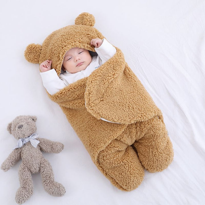 Cozy Bear Swaddle Sleeping Bag, soft cotton infant sleep sack for baby safety and warmth