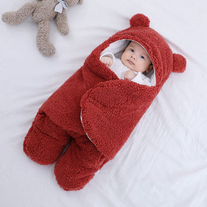 Baby gift: Cozy Bear Swaddle Sleeping Bag, a comforting infant blanket in soft cotton with hood