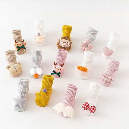 Baby's cute animal anti-slip long socks, perfect for infants and toddlers learning to walk.