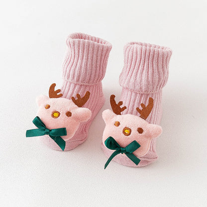 Warm baby gift: Anti-slip long socks featuring various cute animal designs, cozy for babies.