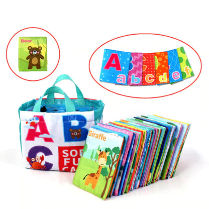 Baby's First Soft Cloth Learning Book Set, a colorful educational toy for infant sensory development.