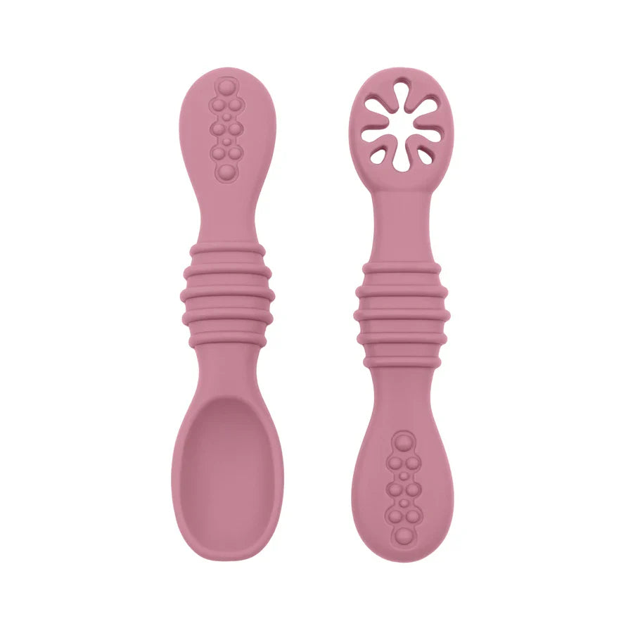 Gentle soft tip silicone baby spoon, made for comfortable infant feeding and solids introduction.
