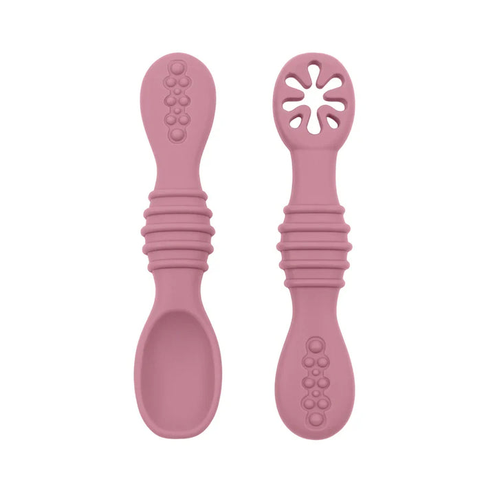 Gentle soft tip silicone baby spoon, made for comfortable infant feeding and solids introduction.