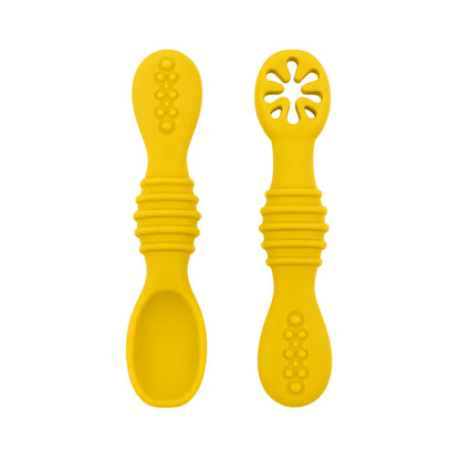 Toddler utensil: silicone baby spoon with soft tip, perfect for self-feeding practice and weaning.