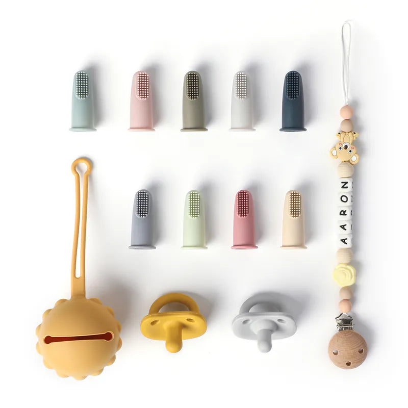 Soft silicone finger toothbrush for newborns and infants, ideal for baby oral hygiene