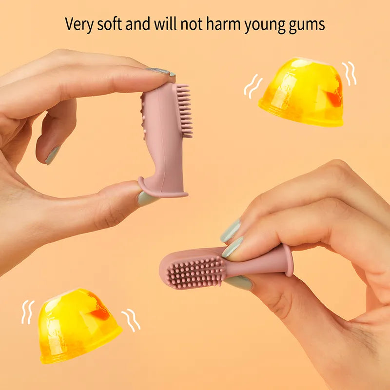 Infant finger toothbrush for teething relief and early oral care, soft silicone design