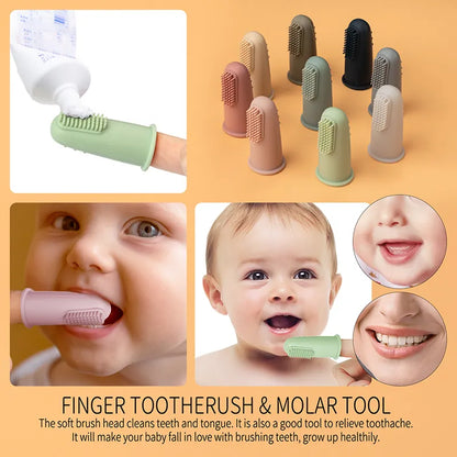 Baby health essential: 5-piece finger toothbrush set for gentle and effective cleaning