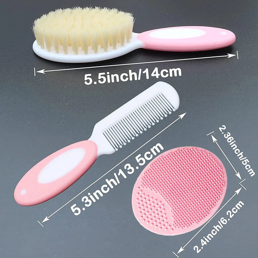 Essential baby hair brush & comb for newborn care, featuring ultra-soft bristles for gentle grooming.