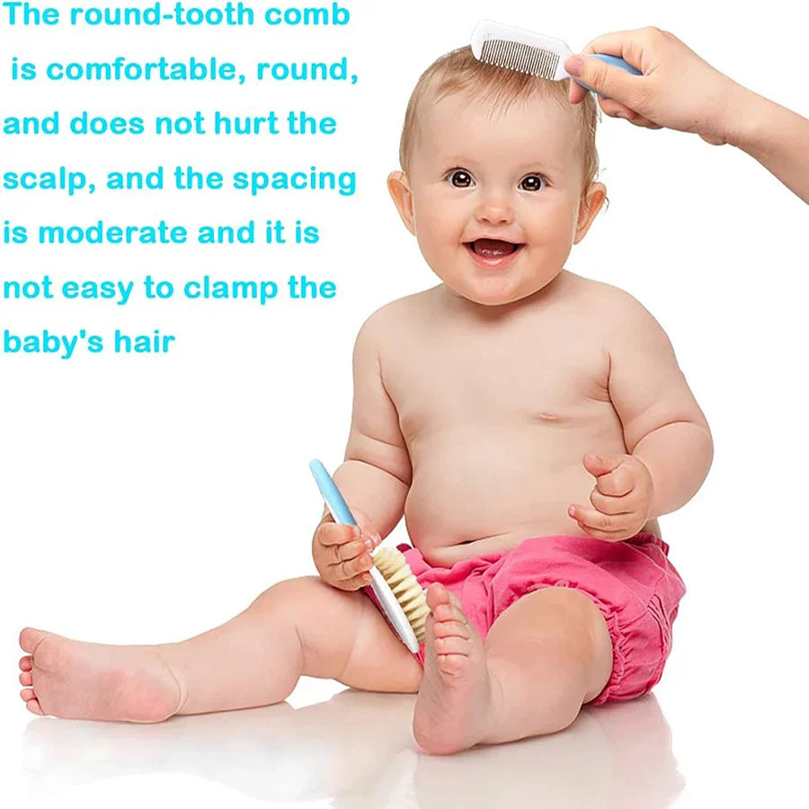 Delicate baby hair brush with extra soft bristles & a tiny comb for gentle grooming and detangling.