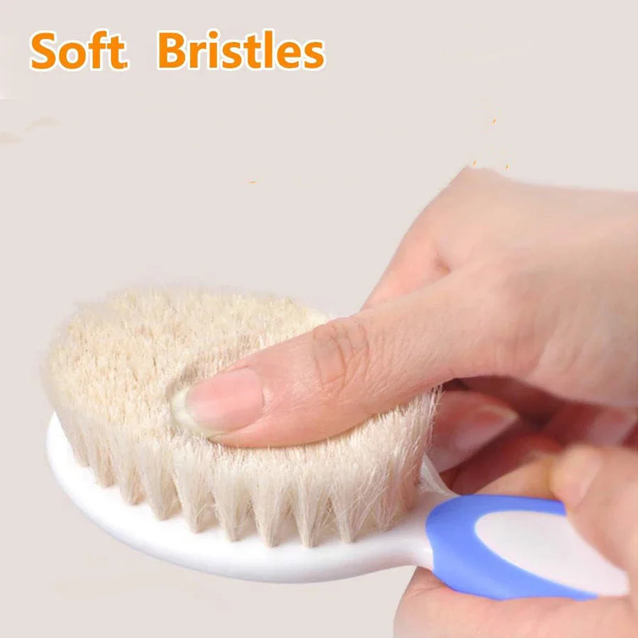 Complete newborn care set: gentle baby brush and comb for daily hair grooming and scalp massage.