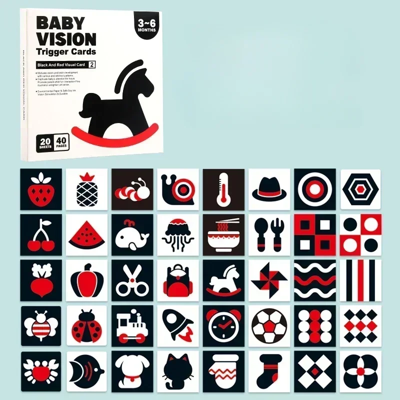 Soft, crinkly high-contrast book designed for early education and baby activities