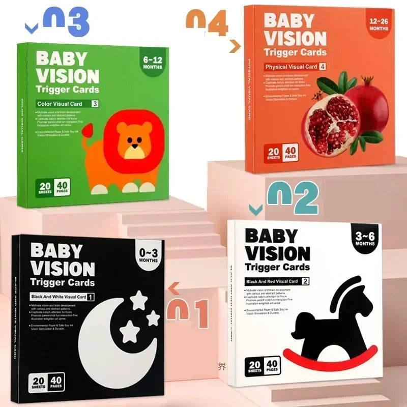 Colorful (high contrast, black and white) fabric baby book with animal illustrations, early education