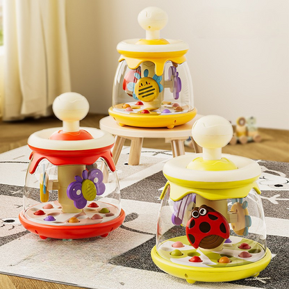 Baby’s interactive spinning ladybug toy for sensory play and development of motor skills