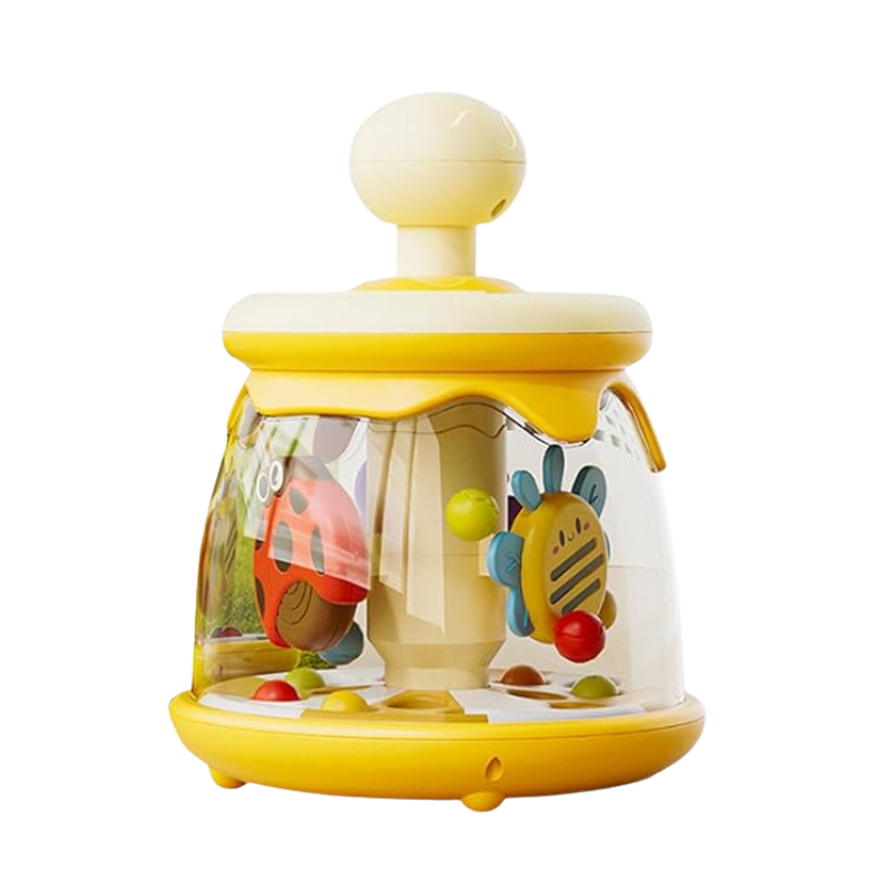 Vibrant baby bug toy with spinning top, perfect for sensory exploration and early development