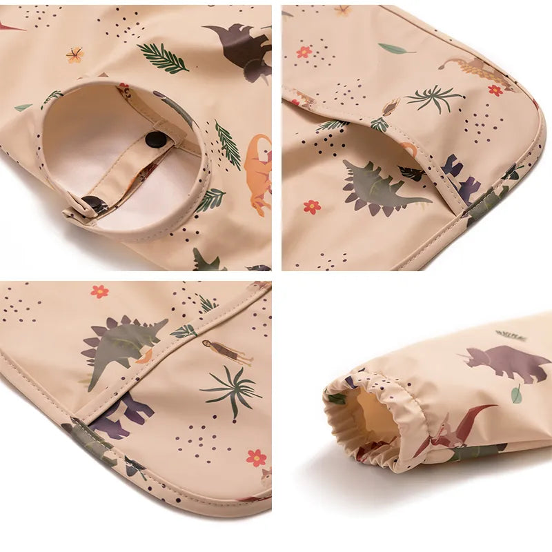 Stylish long sleeve feeding bib, a practical accessory for baby's mealtime and art activities