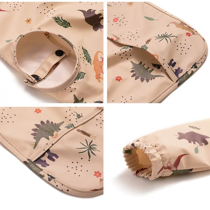 Stylish long sleeve feeding bib, a practical accessory for baby's mealtime and art activities