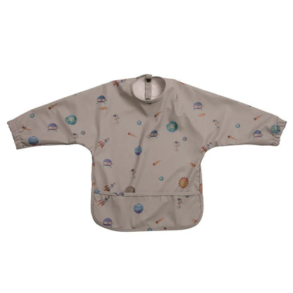 Easy-clean long sleeve waterproof bib for baby, designed for splatter-free mealtime fun