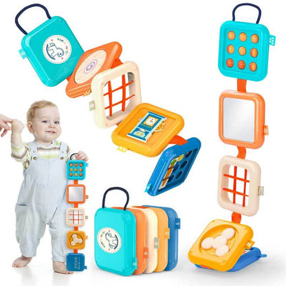Baby's multifunctional educational activity cube toy with colorful shapes and bead maze for fine motor skills development