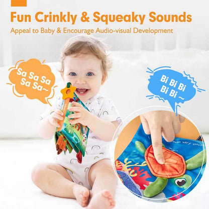 Baby gift set featuring Soft Fabric Animal Tail Touch Books, a unique educational toy.
