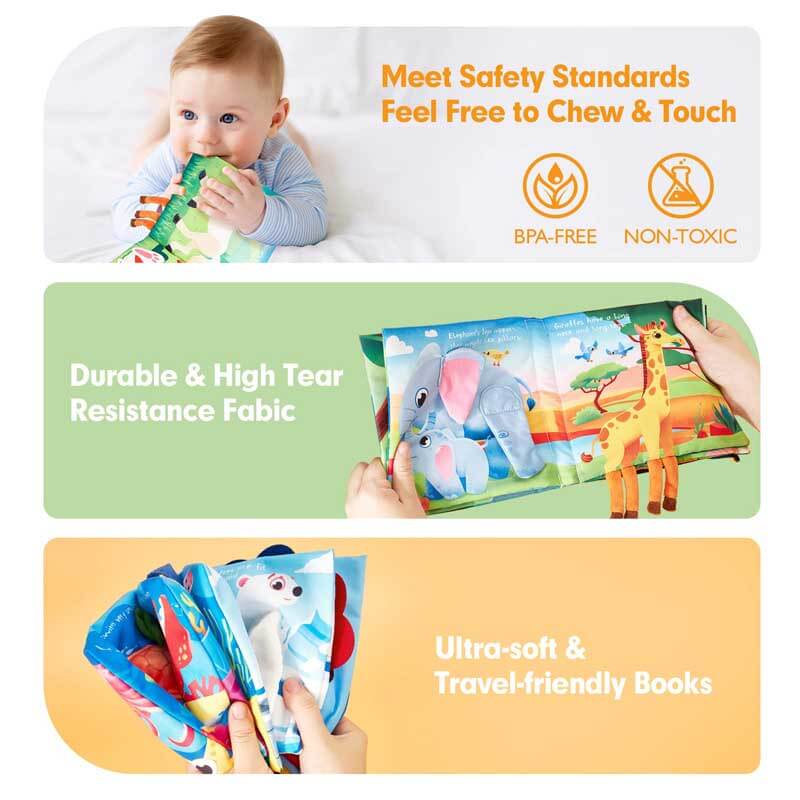Collection of Baby's Soft Fabric Animal Tail books, perfect for early childhood development.