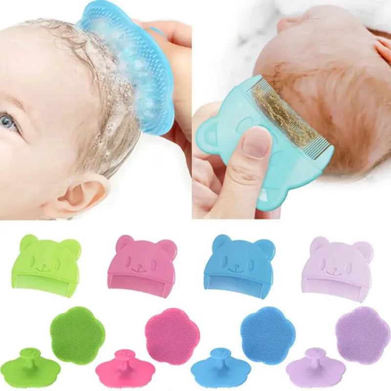 Baby's soft silicone head massage bath brush for gentle scalp care & newborn grooming