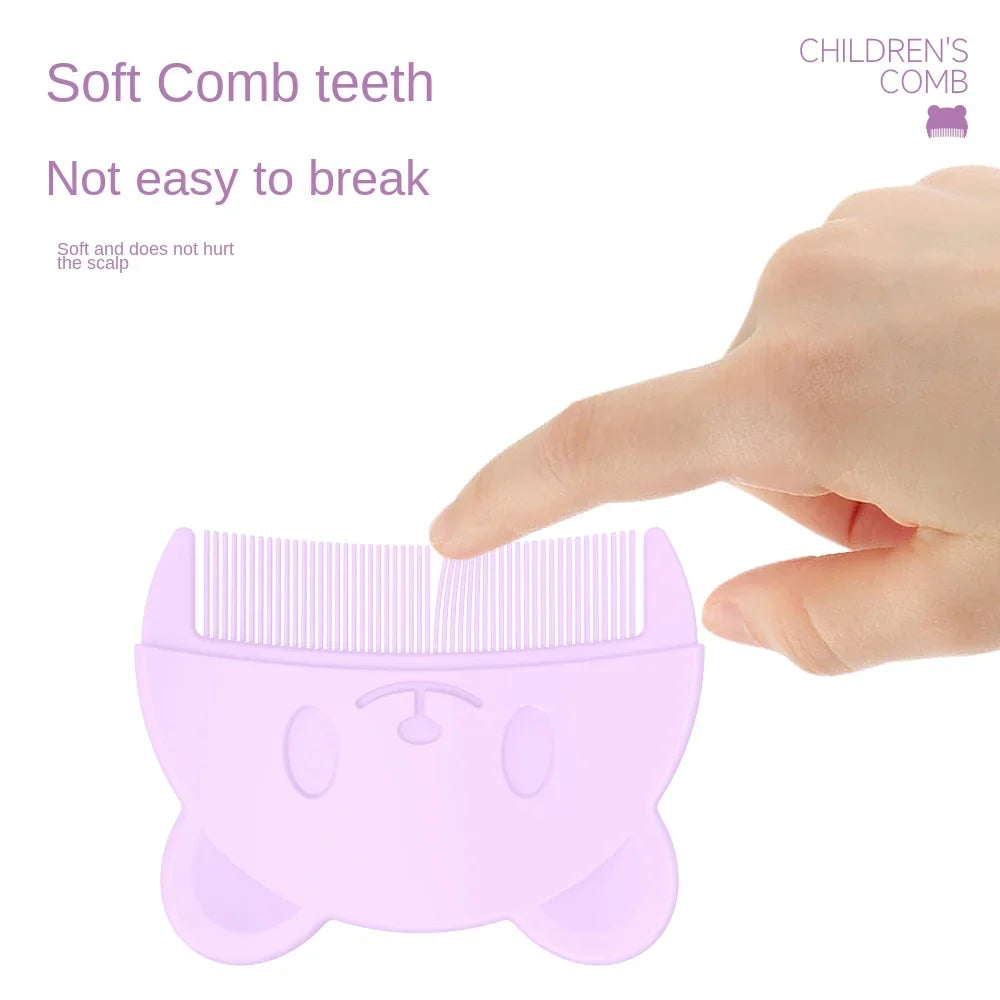 Orange silicone infant head massage brush, promoting relaxation and clean hair