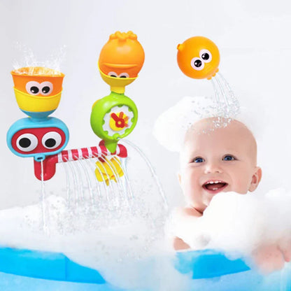Colorful plastic waterwheel bath toy for babies, a spinning educational toy for toddlers