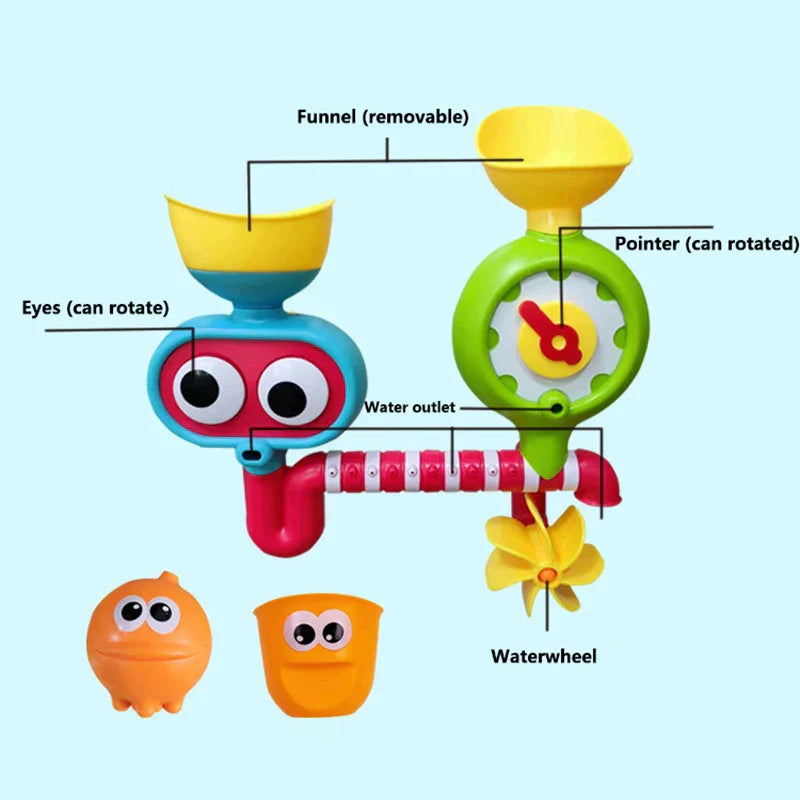 Toddler waterwheel bath toy, a fun spinning plastic toy for stimulating motor skills in the tub