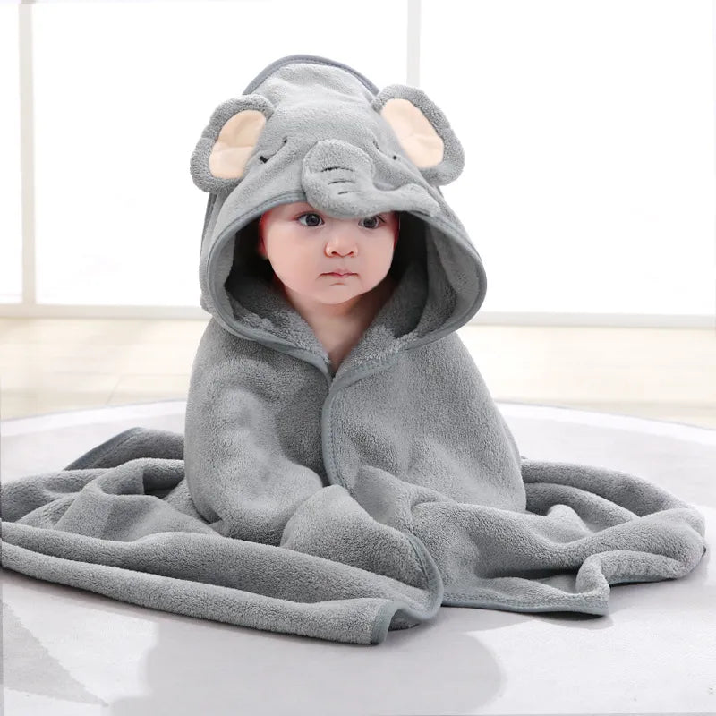 Baby's Super Soft Cartoon Hooded Bath Towel, perfect for infant bath time fun