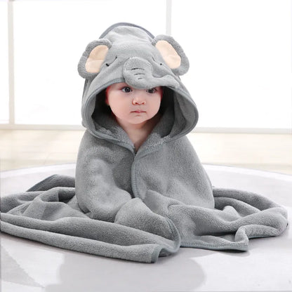 Baby's Super Soft Cartoon Hooded Bath Towel, perfect for infant bath time fun