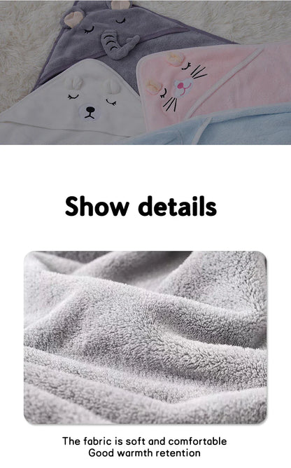 Baby's favorite cartoon hooded towel, durable and machine washable polyester
