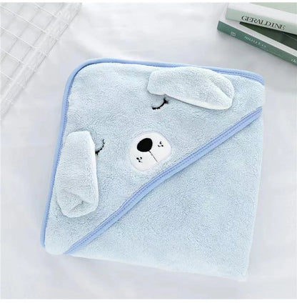 Baby bath essential: ultra soft polyester hooded towel with vivid cartoon