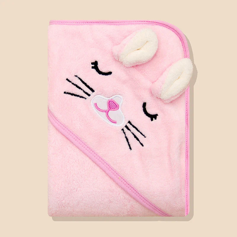 Toddler's cozy hooded bath towel with fun cartoon design, a baby essential