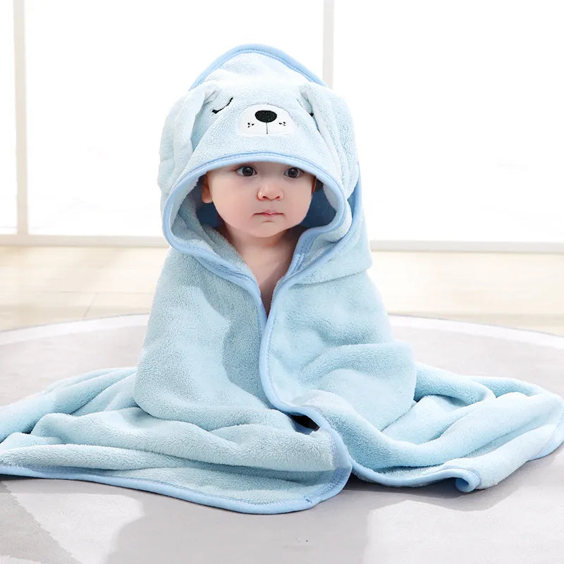 Baby's hooded cartoon towel, extra soft for sensitive skin during bath time