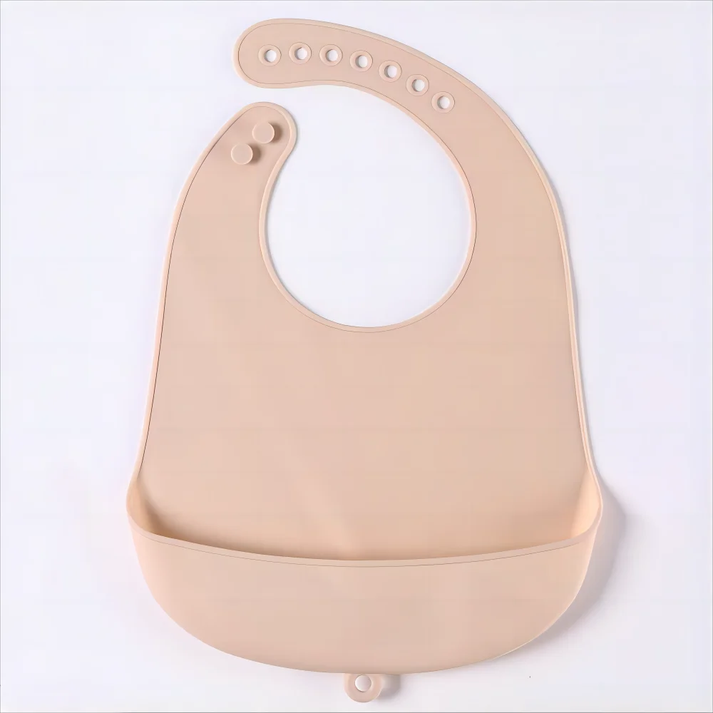 Collapsible silicone baby bib, perfect for travel & storage, food grade material