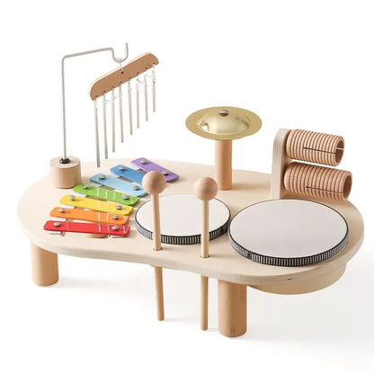 Baby's wooden Montessori musical instrument play set for sensory and early development