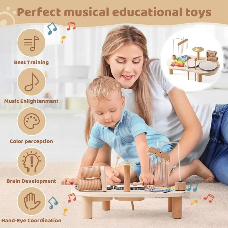 Baby sensory play wooden musical toy set, great for early learning and gifts
