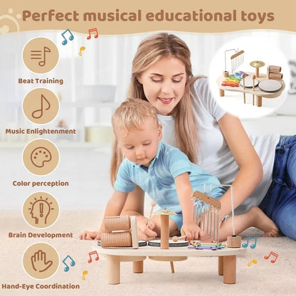 Baby sensory play wooden musical toy set, great for early learning and gifts