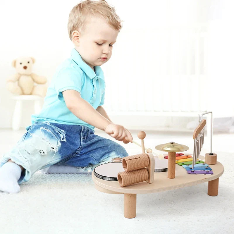 Gift for baby: Wooden Montessori musical instrument play set for sensory engagement