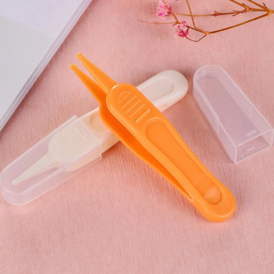 Detailed view of baby cleaning tweezers, showing safe, non-slip design