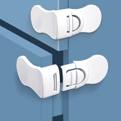 Baby safety drawer lock, white child proof latch for cabinets and drawers, 1-piece pack