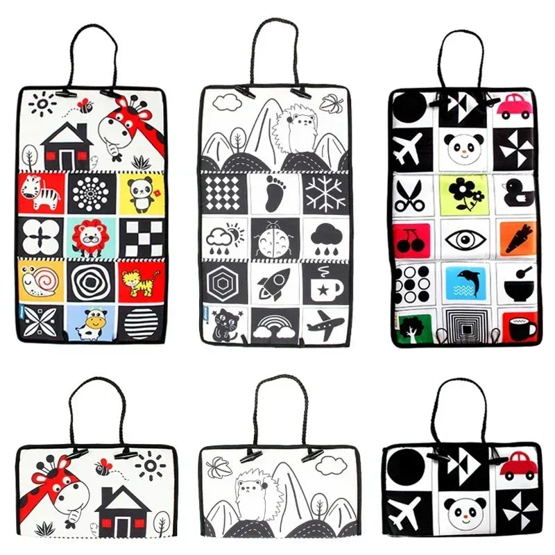 Newborn sensory mirror toy, high contrast visual stimulation for tummy time & infant play.