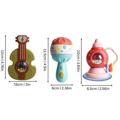 Newborn gift: colorful Baby Sensory Musical Teething Toy Set stimulates sensory play & motor skills