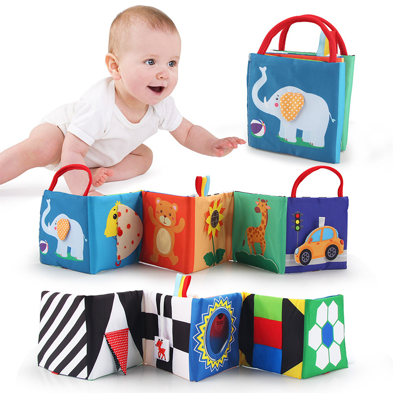 Baby sensory play mat with crinkly fabric & contrasting colors, perfect for tummy time & infant development