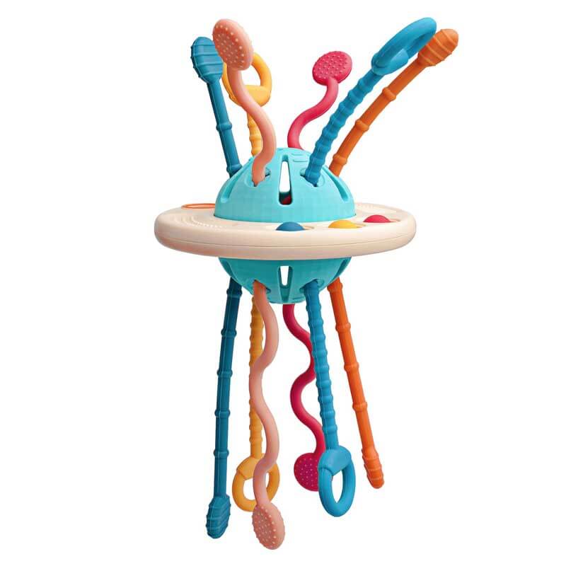 Sensory pull string toy, engaging activity for babies and toddlers to improve motor skills