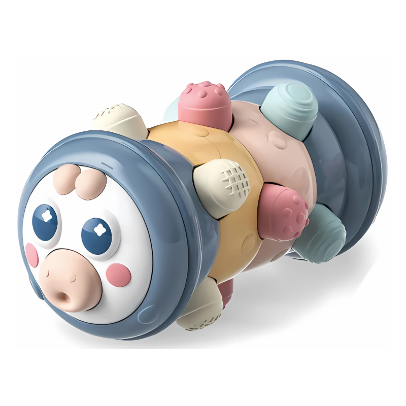 Travel-friendly baby sensory caterpillar toy, stimulating touch and visual senses for toddlers on the go.
