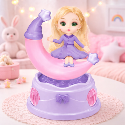 Baby Sensory Rotating Princess Doll Toy for infants and toddlers with music and lights, aids developmental playtime