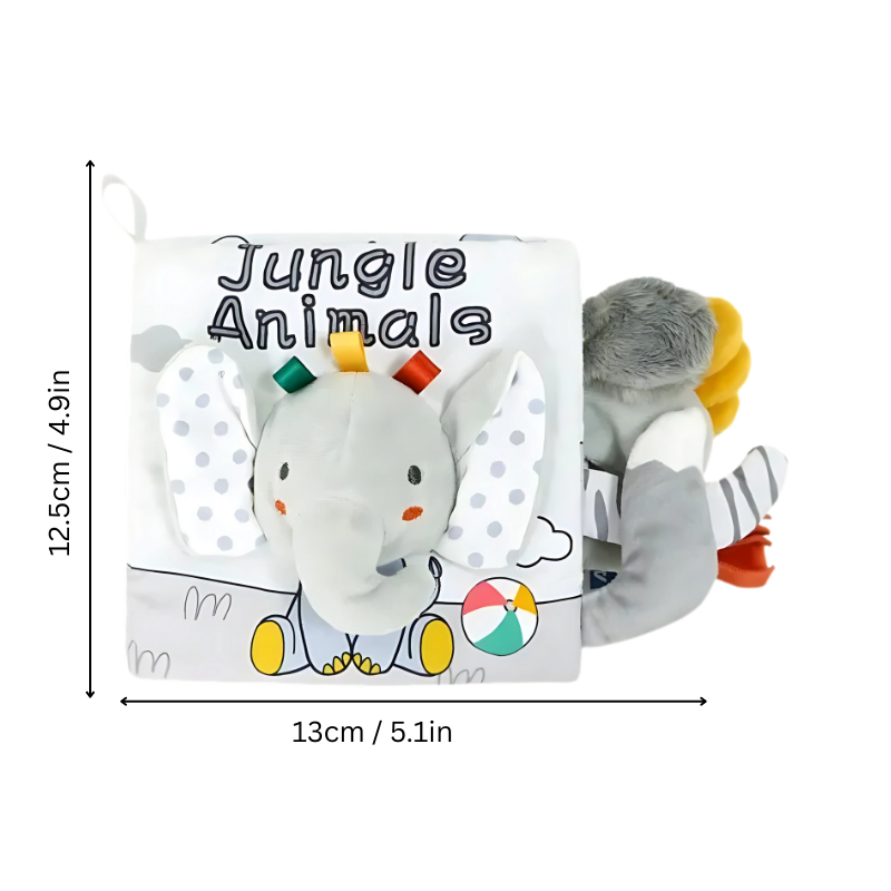 Toddler gift fabric book with crinkly pages and textures, promoting infant development