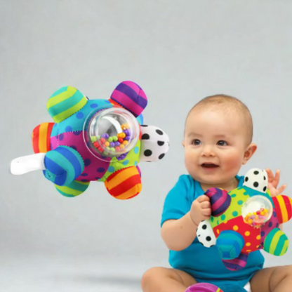 Baby Sensory Soft Grasping Rattle Toy, colorful infant plush with easy-to-hold rings for newborn development